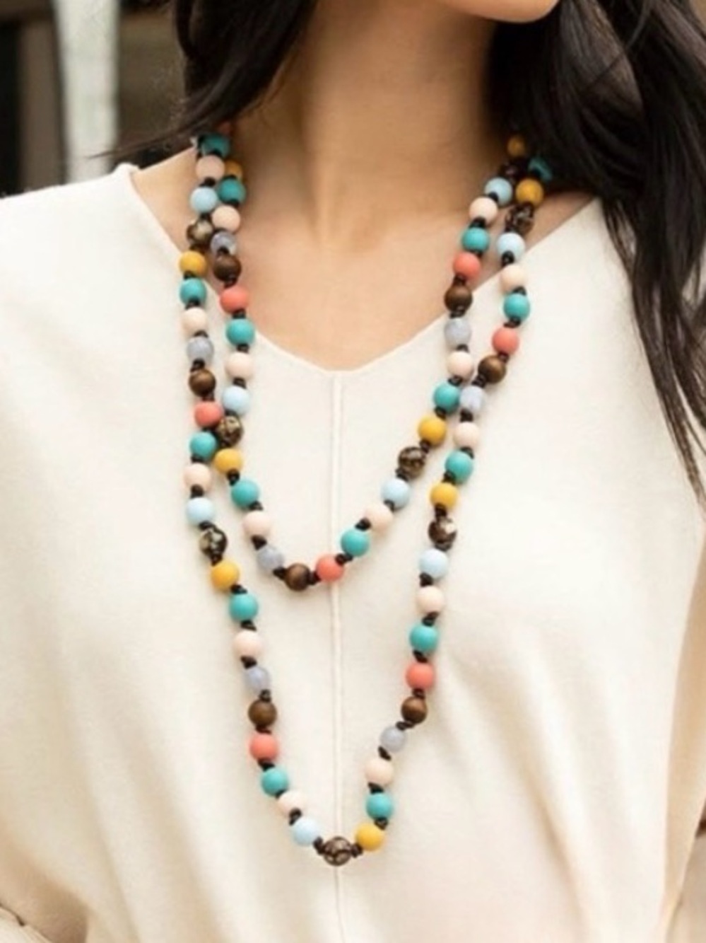 Plunder Design Fashion Jewelry Sawyer Marie Beaded 64” Necklace